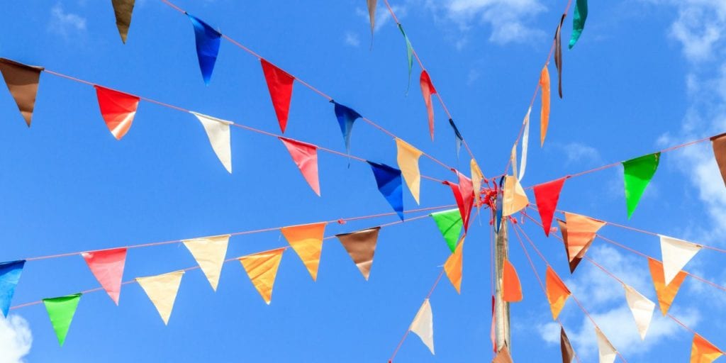 multicolored pennant flags